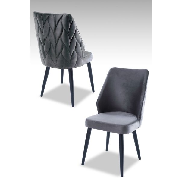 HANAH HOME Set trpezarijskih stolica Pufi 4/1, siva/crna - 107BCK1197