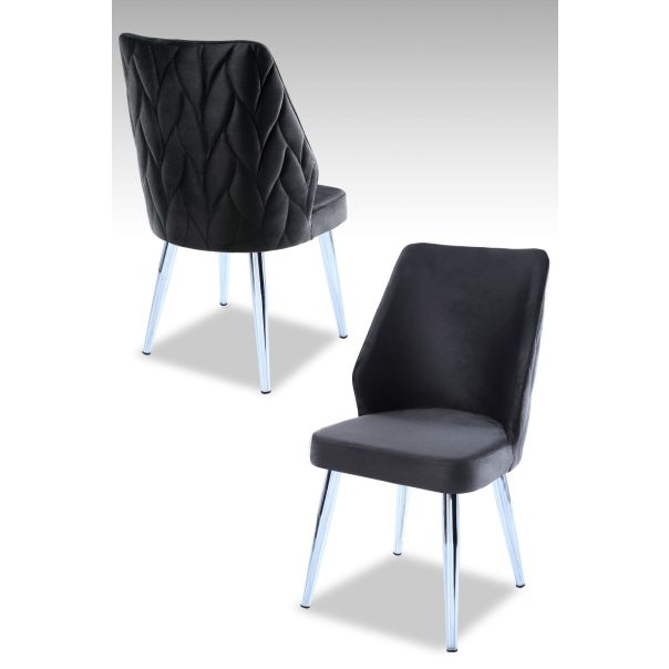 HANAH HOME Set trpezarijskih stolica Pufi 4/1, hrom/antracit - 107BCK1202