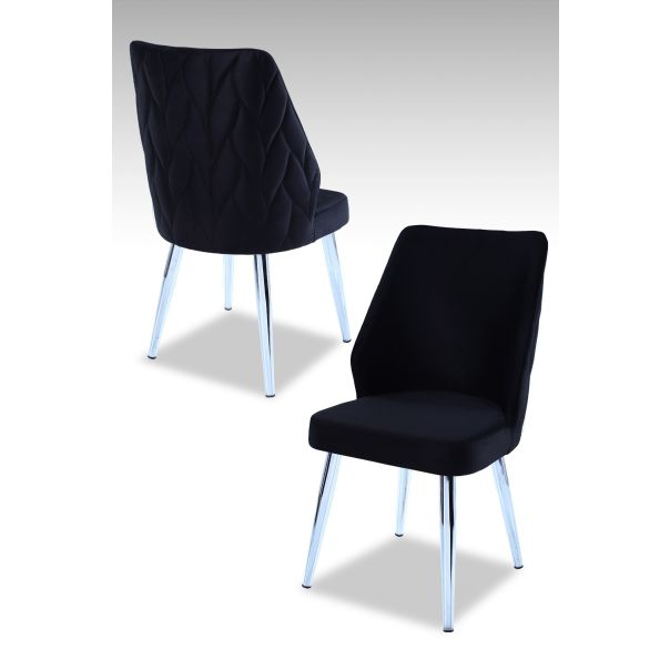 HANAH HOME Set trpezarijskih stolica Pufi 4/1, hrom/crna - 107BCK1203