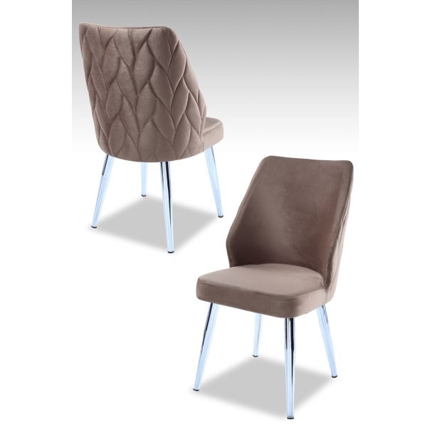 HANAH HOME Set trpezarijskih stolica Pufi 4/1, hrom/kapućino - 107BCK1204