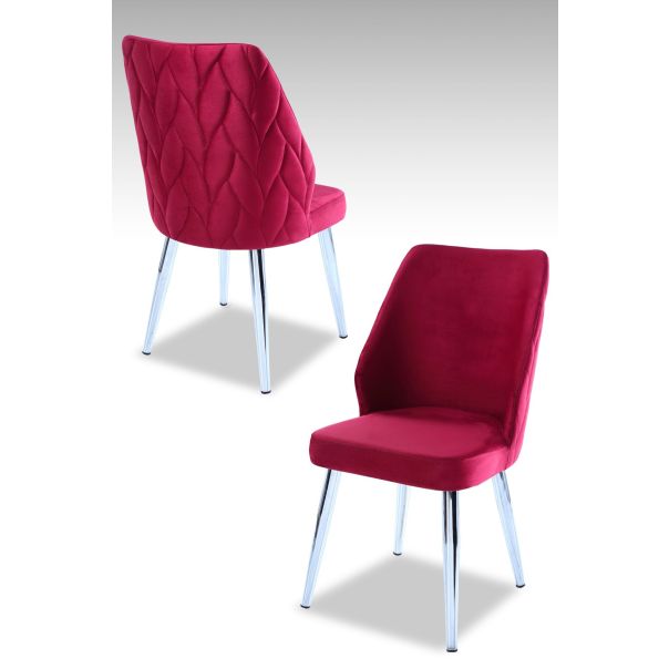HANAH HOME Set trpezarijskih stolica Pufi 4/1, hrom/crvena - 107BCK1205