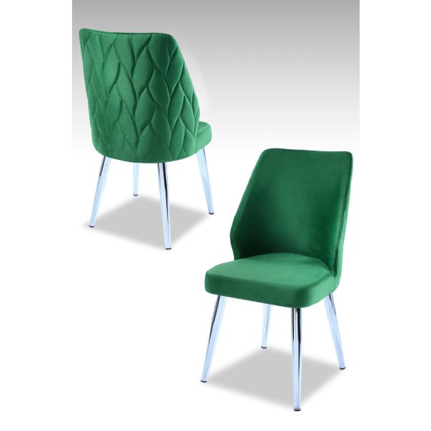 HANAH HOME Set trpezarijskih stolica Pufi 4/1, hrom/zelena - 107BCK1207
