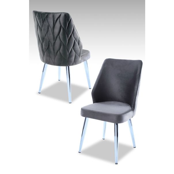 HANAH HOME Set trpezarijskih stolica Pufi 4/1, hrom/siva - 107BCK1208