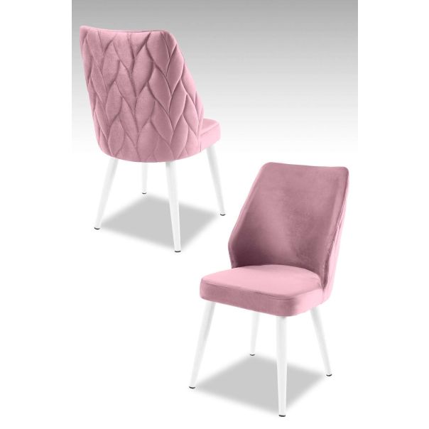 HANAH HOME Set trpezarijskih stolica Pufi 4/1, hrom/lila - 107BCK1209