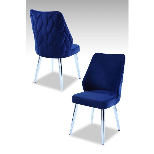 HANAH HOME Set trpezarijskih stolica Pufi 4/1, hrom/kraljevsko plava - 107BCK1210