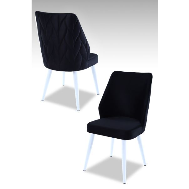 HANAH HOME Set trpezarijskih stolica Pufi 4/1, crna/bela - 107BCK1214