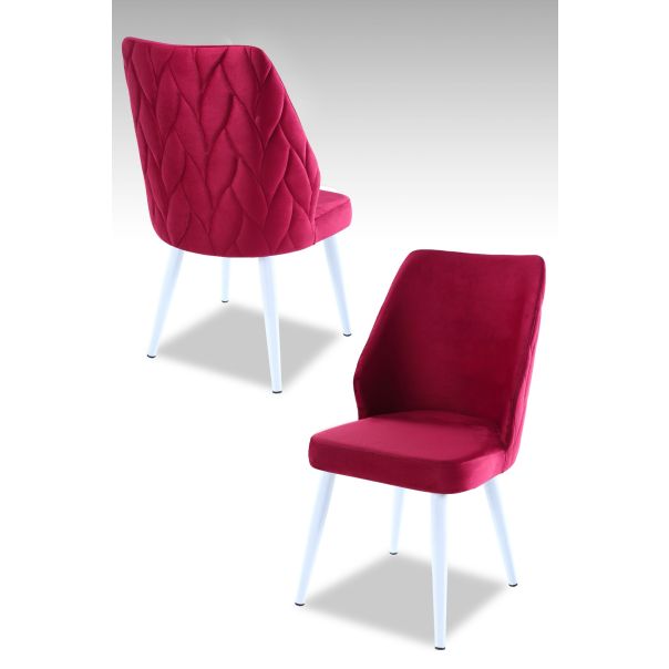 HANAH HOME Set trpezarijskih stolica Pufi 4/1, crvena/bela - 107BCK1216