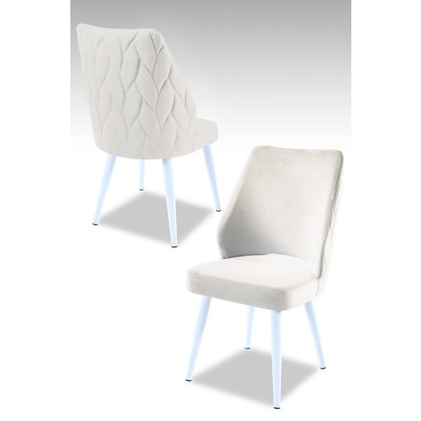 HANAH HOME Set trpezarijskih stolica Pufi 4/1, krem/bela - 107BCK1217