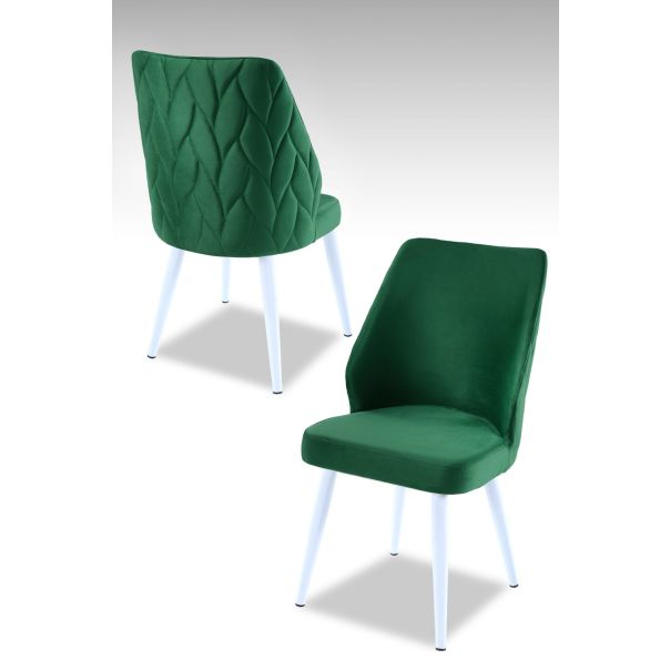 HANAH HOME Set trpezarijskih stolica Pufi 4/1, zelena/bela - 107BCK1218