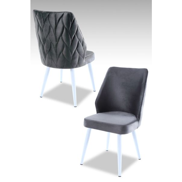 HANAH HOME Set trpezarijskih stolica Pufi 4/1, siva/bela - 107BCK1219