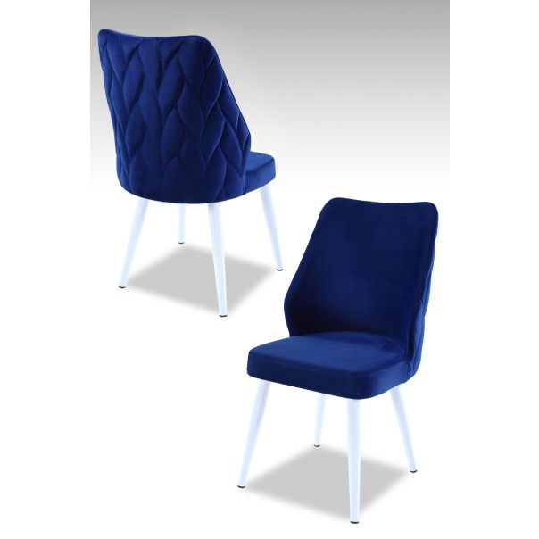 HANAH HOME Set trpezarijskih stolica Pufi 4/1, kraljevsko plava/bela - 107BCK1221