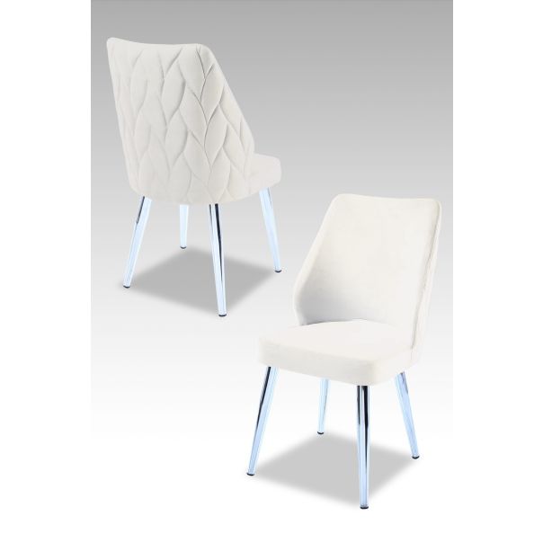 HANAH HOME Set trpezarijskih stolica Pufi 2/1, hrom/krem - 107BCK1228