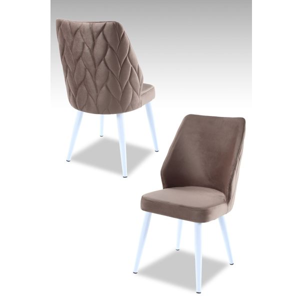 HANAH HOME Set trpezarijskih stolica Pufi 2/1, kapućino/bela - 107BCK1237