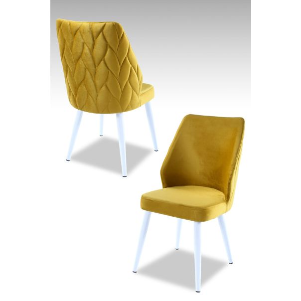 HANAH HOME Set trpezarijskih stolica Pufi 2/1, žuta, bela - 107BCK1245