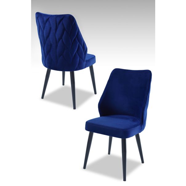 HANAH HOME Set trpezarijskih stolica Pufi 2/1, kraljevsko plava/crna - 107BCK1254