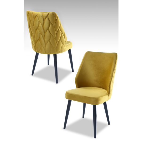 HANAH HOME Set trpezarijskih stolica Pufi 2/1, žuta, crna - 107BCK1256