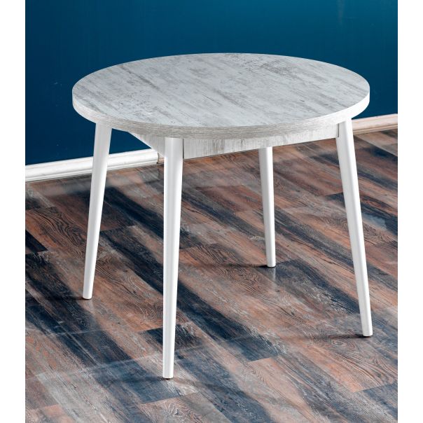 HANAH HOME Okrugli trpezarijski sto Stil Antik, siva/bela - 107BCK1504