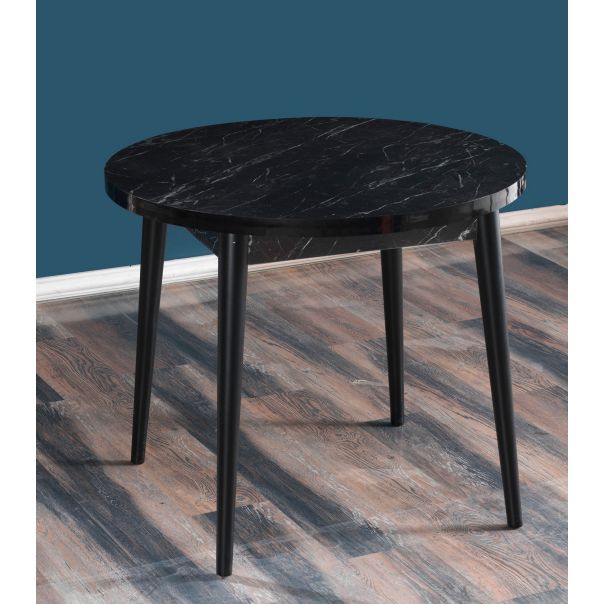 HANAH HOME Okrugli trpezarijski sto Stil Bendir, mermer crna - 107BCK1506