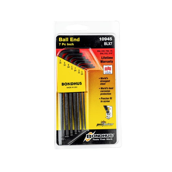 Set dugih inčnih imbus ključeva sa kugličnom glavom Bondhus ProGuard HEX 5/64-3/16 10945 7 kom - 10945-1