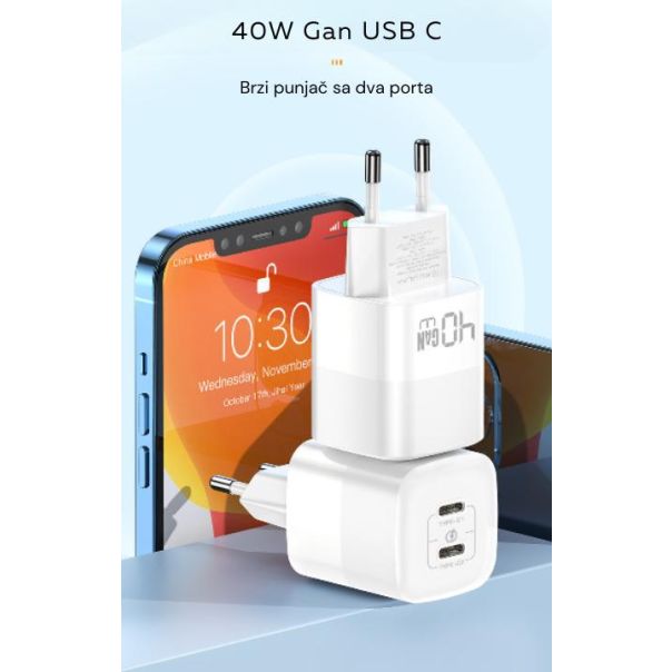RY-C40A Punjač GaN Type C1+Type C2 40W - 109462