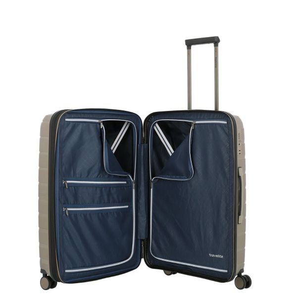 Kofer putni travelite air base 4w trolley m exp. champagne metallic 075348-40 - 109762-1