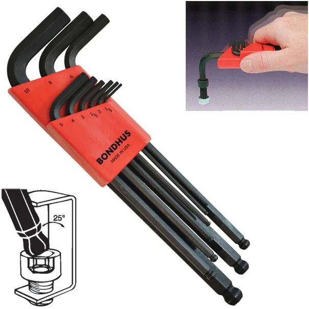 Set dugih imbus ključeva sa kugličnom glavom Bondhus HEX 1,5 - 10,0 10999 9 kom - 10999-1