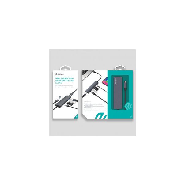 DEVIA HUB Leopard Type-C na USB3.0*3+PD + Cardreader 5 u 1 - 19855