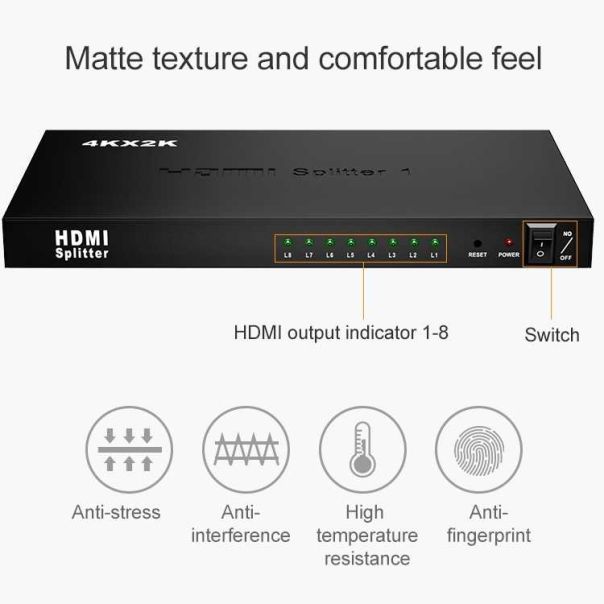 VELTEH HDMI spliter aktivni 1/8 5V/3A KT-HSP 1.8 - 11-426