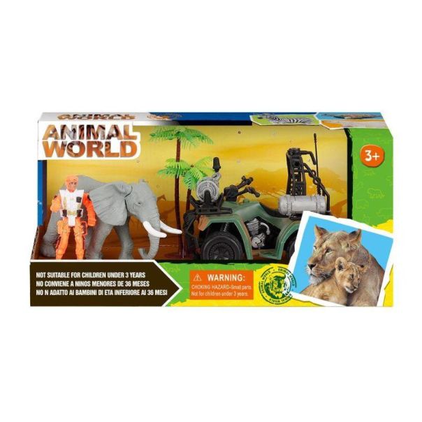 Set za igru Slon sa autom za safari i figurom čoveka - 11-63771