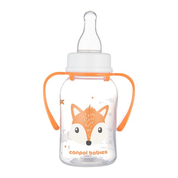 CANPOL BABIES Flašica za bebe sa ručkama 120ml, narandžasta - 11-823_ora