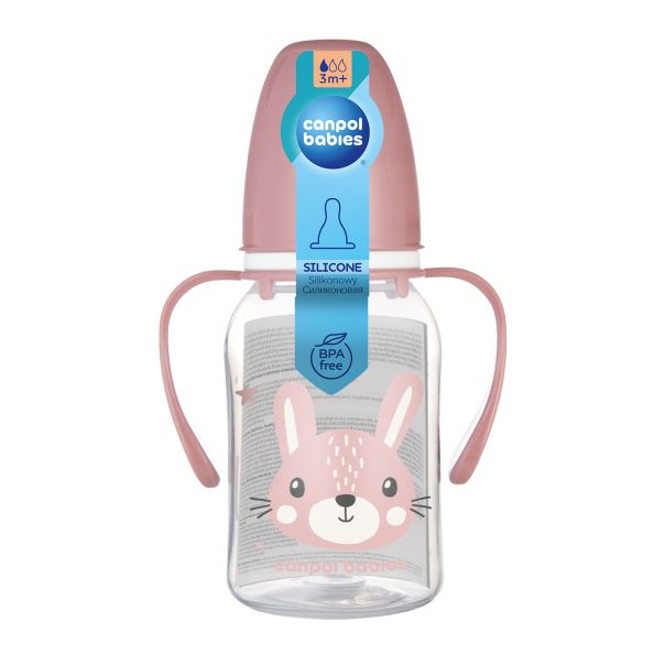 CANPOL BABIES Flašica za bebe sa ručkama 120ml, roze - 11-823_pin