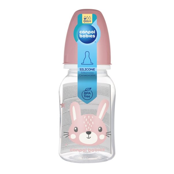 CANPOL BABIES Flašica za bebe 120ml Cute animals, roze - 11-851_pin