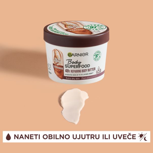 GARNIER Body Superfood Puter za telo kakao, 380 ml - 1100013701