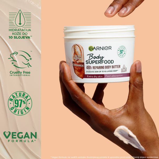 GARNIER Body Superfood Puter za telo kakao, 380 ml - 1100013701