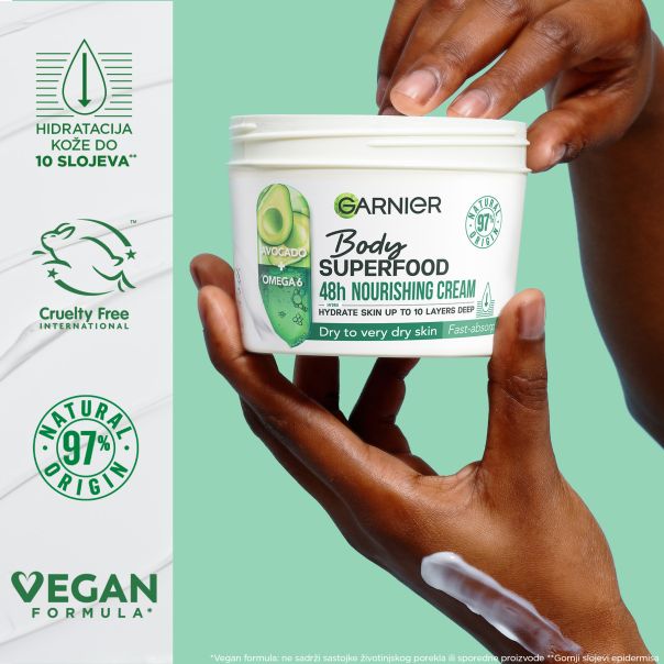 GARNIER Body Superfood Krema za telo avokado, 380 ml - 1100013702