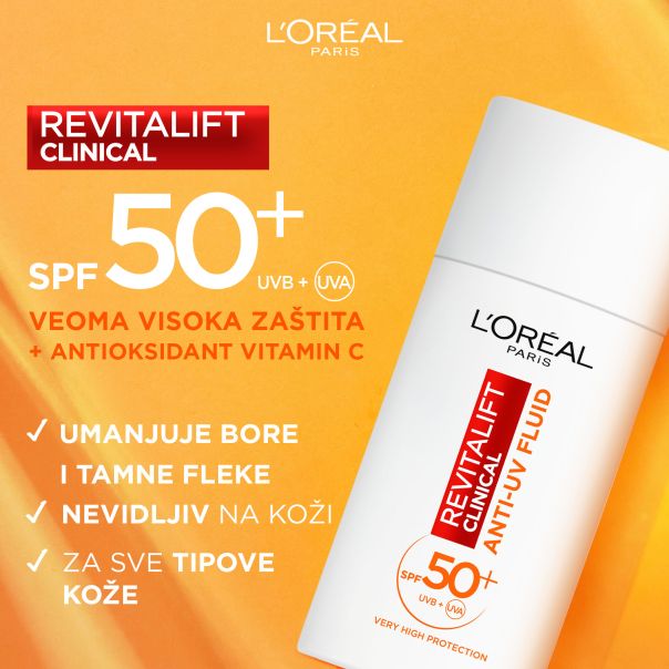 L'Oreal Paris Dnevni lagani fluid sa UV zaštitom i vitaminom C Revitalift clinical, 50 ml - 1100017154