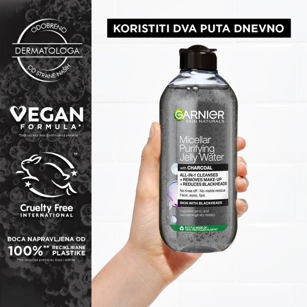 GARNIER Skin Naturals Charcoal Jelly Water Gelasta micelarna voda, 400 ml - 1100018381