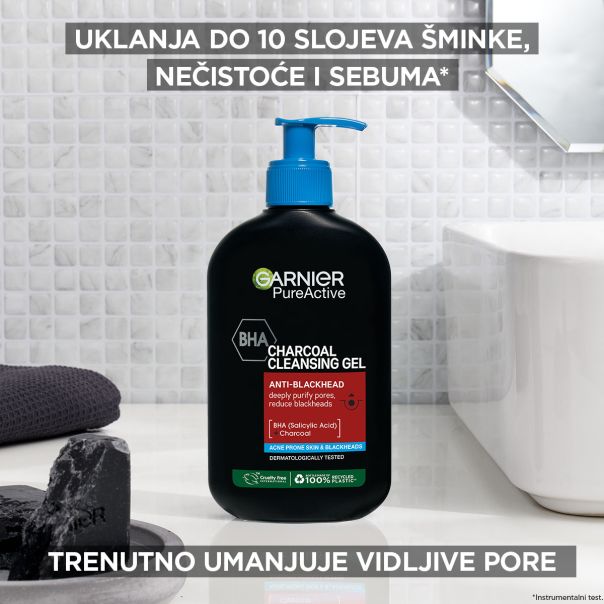 Garnier Pure Active Charcoal Gel za čišćenje lica protiv mitesera, 250 ml - 1100018383