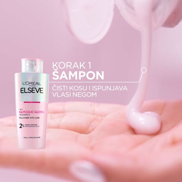L'Oreal Paris Elseve Šampon za kosu bez sjaja Glycolic gloss, 200 ml - 1100026180