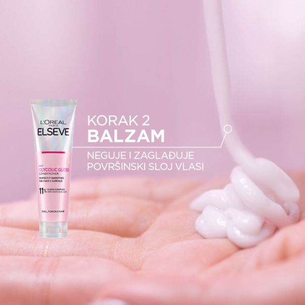 L'Oreal Paris Elseve Balzam za kosu bez sjaja Glycolic gloss, 150 ml - 1100026182