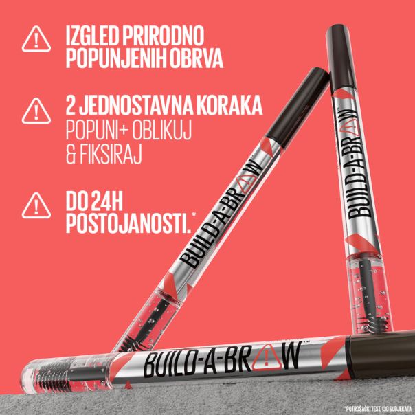 MAYBELLINE New York Build-A-Brow Olovka za obrve i gel za fiksiranje, 2u1, 255 soft brown - 1100028052