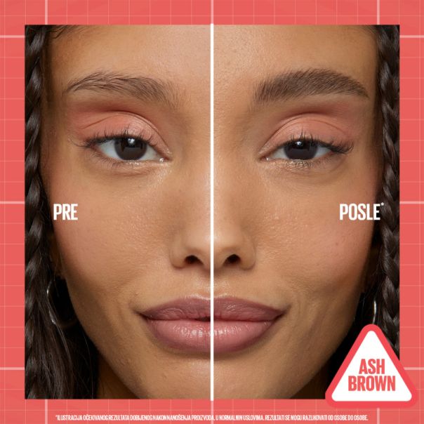 MAYBELLINE New York Build-A-Brow Olovka za obrve i gel za fiksiranje, 2u1, 259 ash brown - 1100028053