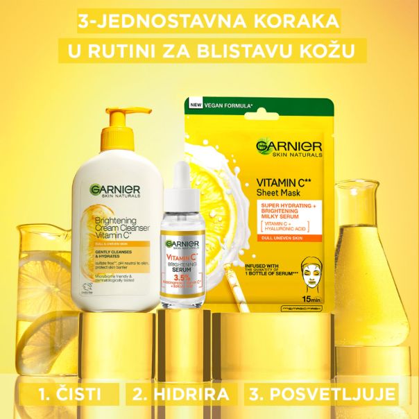 GARNIER Gel za čišćenje lica kremaste teksture, Vitamin C, 250 ml - 1100029777