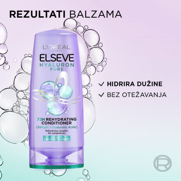 L’Oréal Paris Elseve Hyaluron pure Balzam za dehidriranu kosu koja se brzo masti, 200 ml - 1100031049