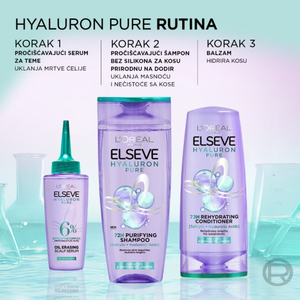 L’Oréal Paris Elseve Hyaluron pure Balzam za dehidriranu kosu koja se brzo masti, 200 ml - 1100031049