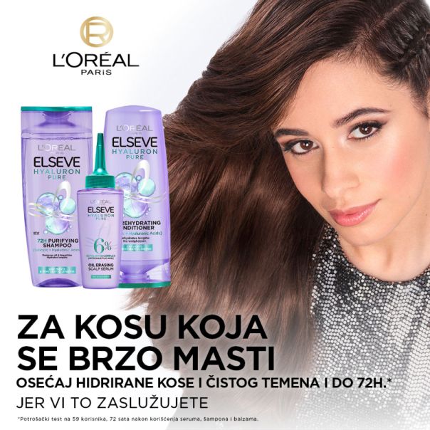 L’Oréal Paris Elseve Hyaluron pure Balzam za dehidriranu kosu koja se brzo masti, 200 ml - 1100031049