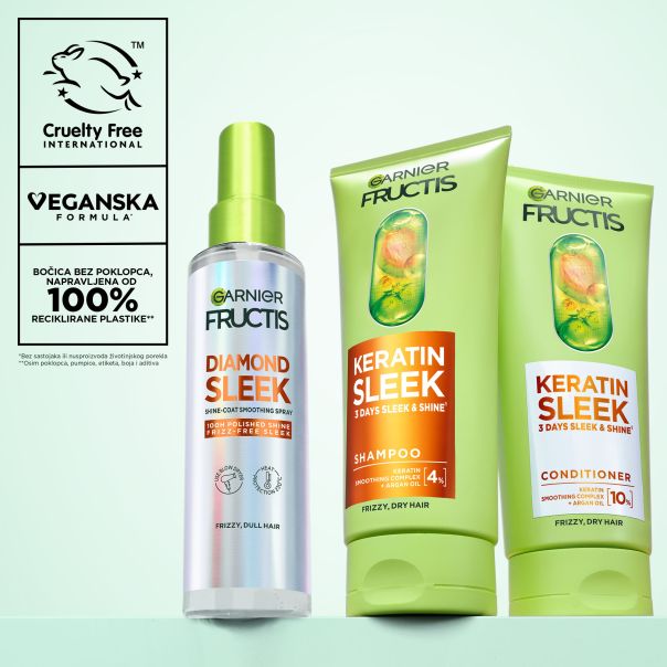 Garnier Fructis Keratin Sleek Šampon za nezaglađenu, suvu kosu 200ML - EP3207139