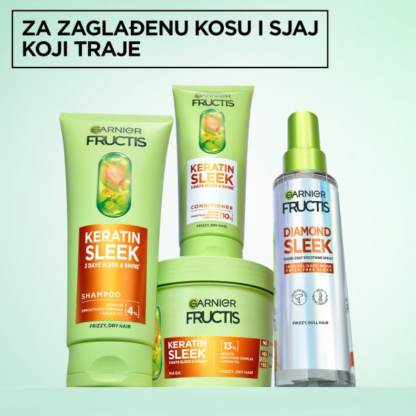 Garnier Fructis Keratin Sleek Šampon za nezaglađenu, suvu kosu 200ML - EP3207139