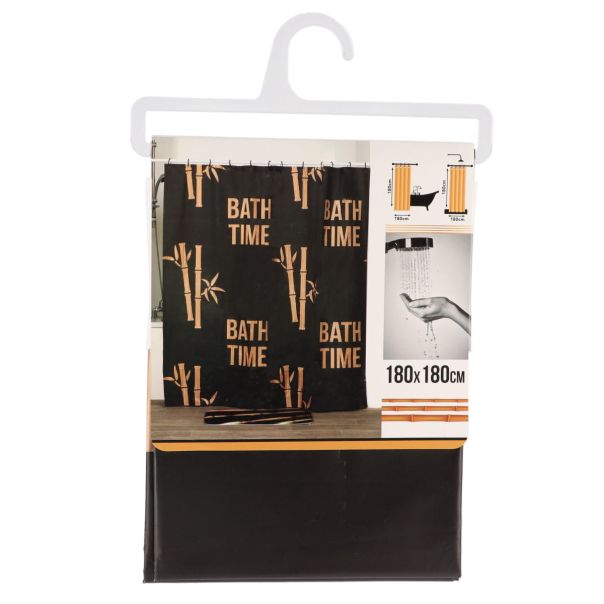 TENDANCE Zavesa za kadu 180x180cm Bath time, crna - 1100691