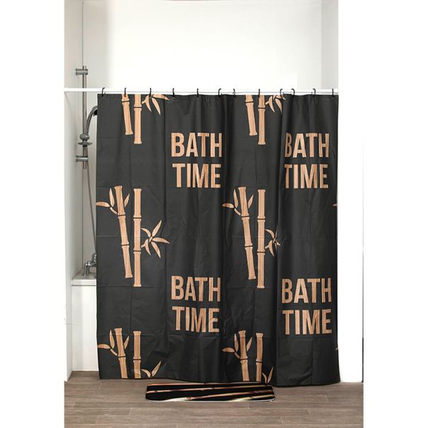 TENDANCE Zavesa za kadu 180x180cm Bath time, crna - 1100691